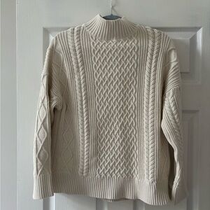 J CREW Long cotton cable-knit mockneck sweater, M